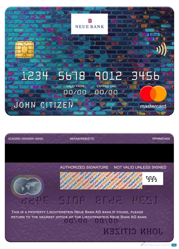 Download Liechtenstein Neue Bank AG bank mastercard Photoshop template